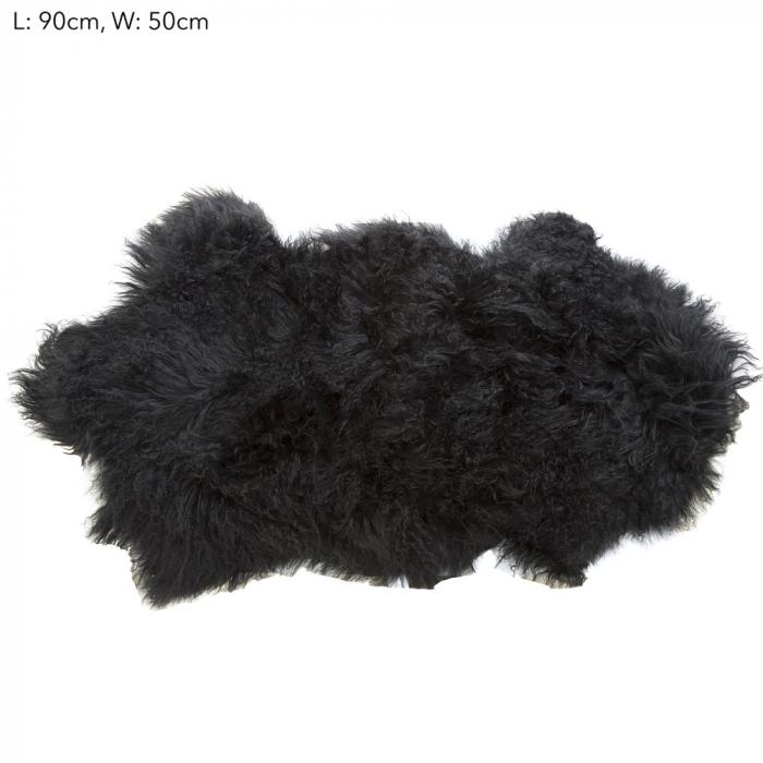 Tibetan Lambswool Throw 90x50 Black-Accessories-Florabelle-Default Title---abc