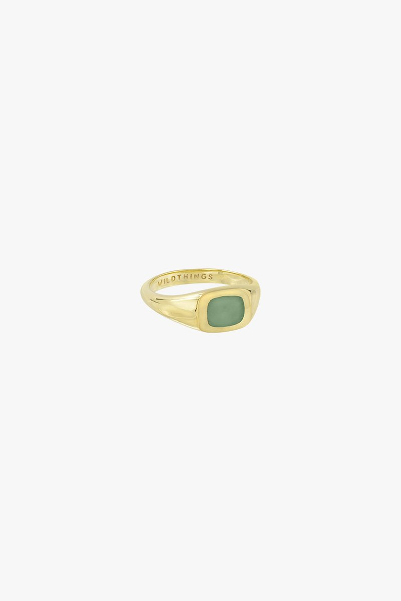 Chunky sea signet ring gold plated-abc