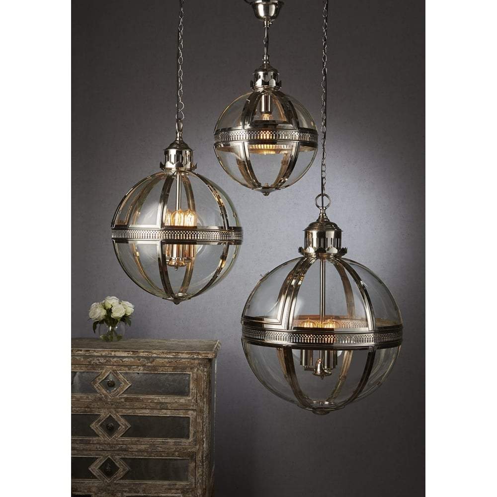 Saxon Pendant Lamp Lge Shiny Nickel-Chandeliers and Ceiling Lights-Emac & Lawton-Default Title---abc