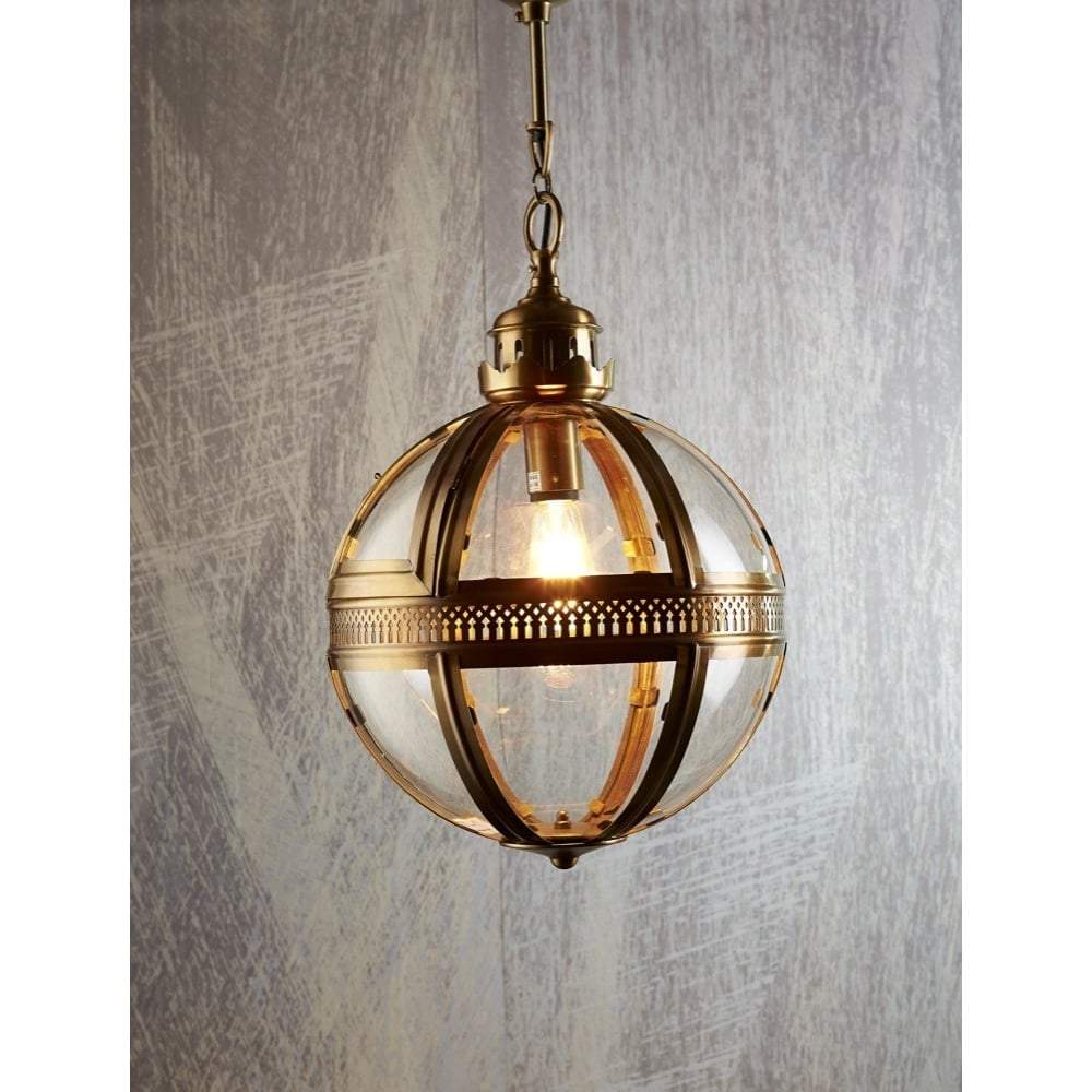 Saxon Pendant Lamp Med Antique Brass-Chandeliers and Ceiling Lights-Emac & Lawton-Default Title---abc