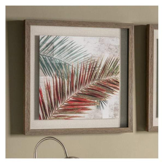 Red Palm Leaves I Framed Art W545 x D45 x H545mm-Wall Art-Bodhi-Default Title---abc