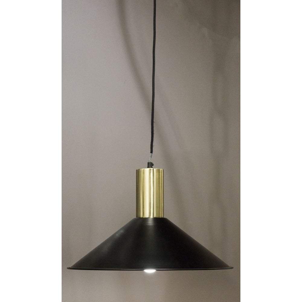 Redfern Hanging Lamp Black w Brass Top-Chandeliers and Ceiling Lights-Emac & Lawton-Default Title---abc
