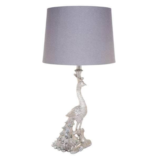 Peacock Table Lamp - Silver-Table Lamps-Cafe Lighting and Living-Default Title---abc