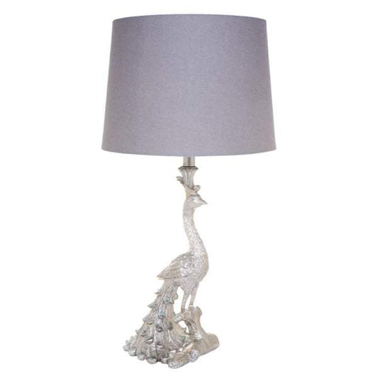 Peacock Table Lamp - Silver-Table Lamps-Cafe Lighting and Living-Default Title---abc