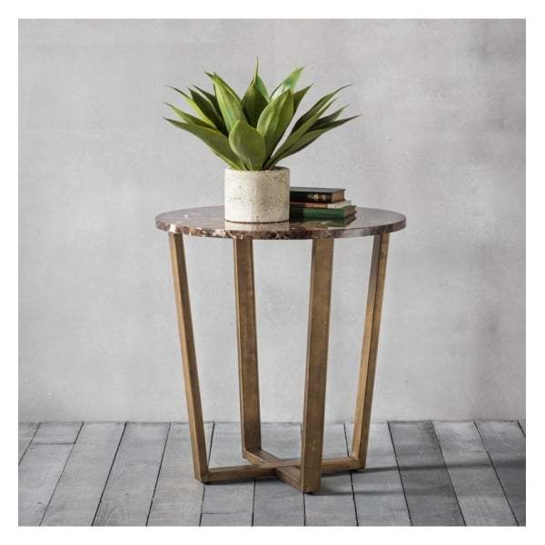 Essen Round Side Table Marble W520 x D520 x H555mm-abc