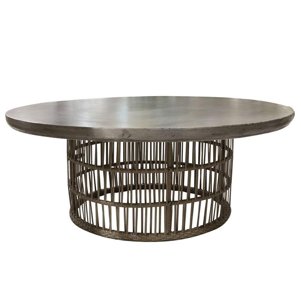 Elba Concrete Effect Round Table with Rattan Base-abc