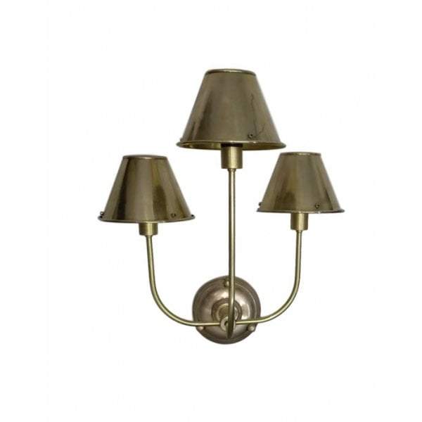 Trilogy 3 arms wall lamp w/shd in brass-Wall Lamps-Emac & Lawton-Default Title---abc