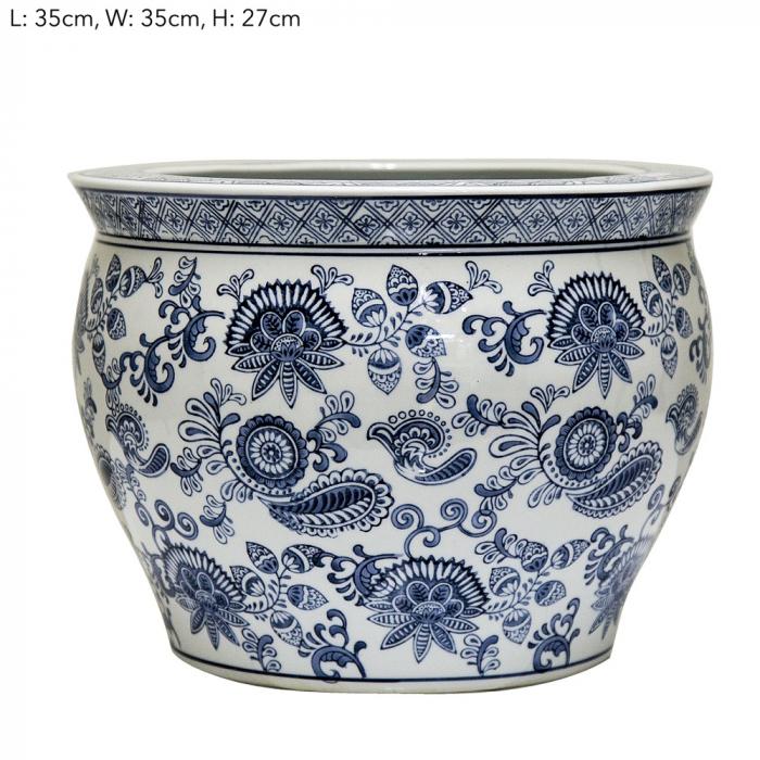 Paisley Blue Planter 35x35x27cm-Accessories-Florabelle-Default Title---abc