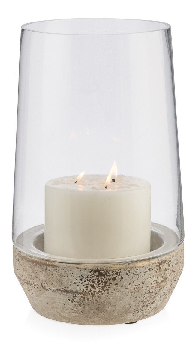 Glass Cylinder Hurrican Lamp with Terracotta Base Large-abc