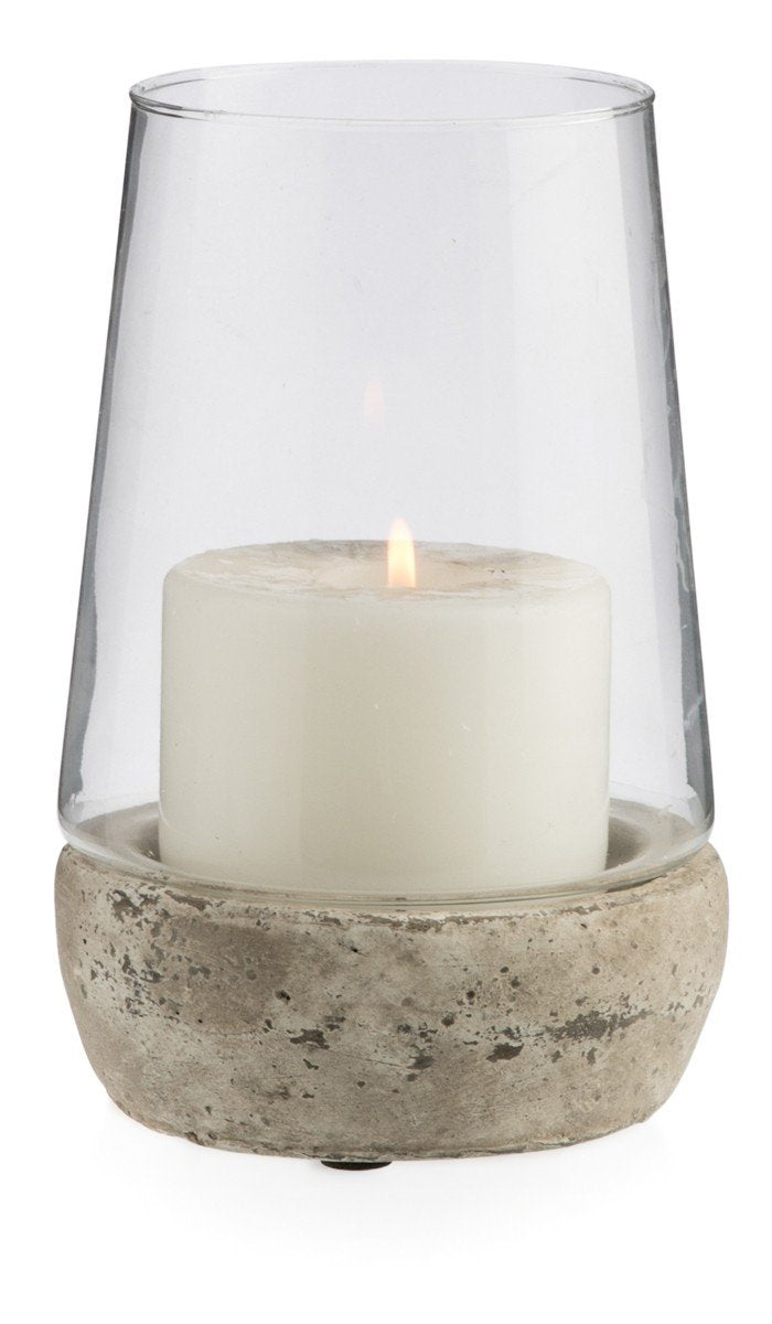Glass Cylinder Hurrican Lamp with Terracotta Base Medium-abc