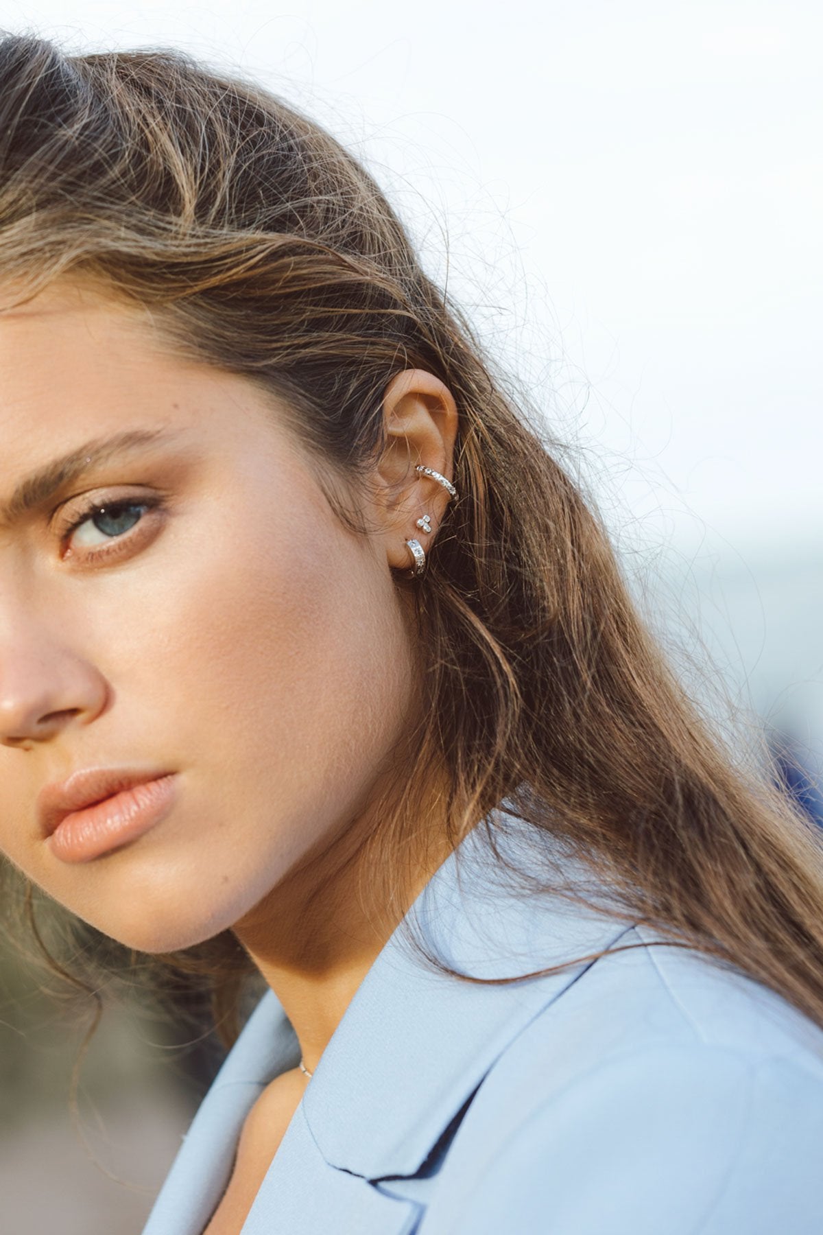 Multi shine stud silver-abc