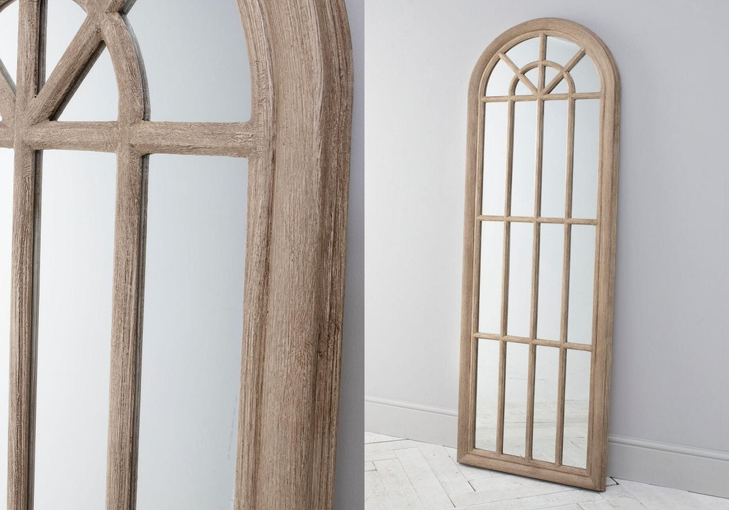 Chiba Panelled Arch Window Mirror 610x1780mm-abc