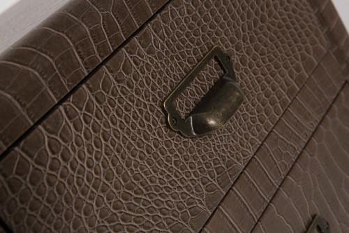 New York Three Drawer Bedside Unit Faux Crocodile Leather-abc