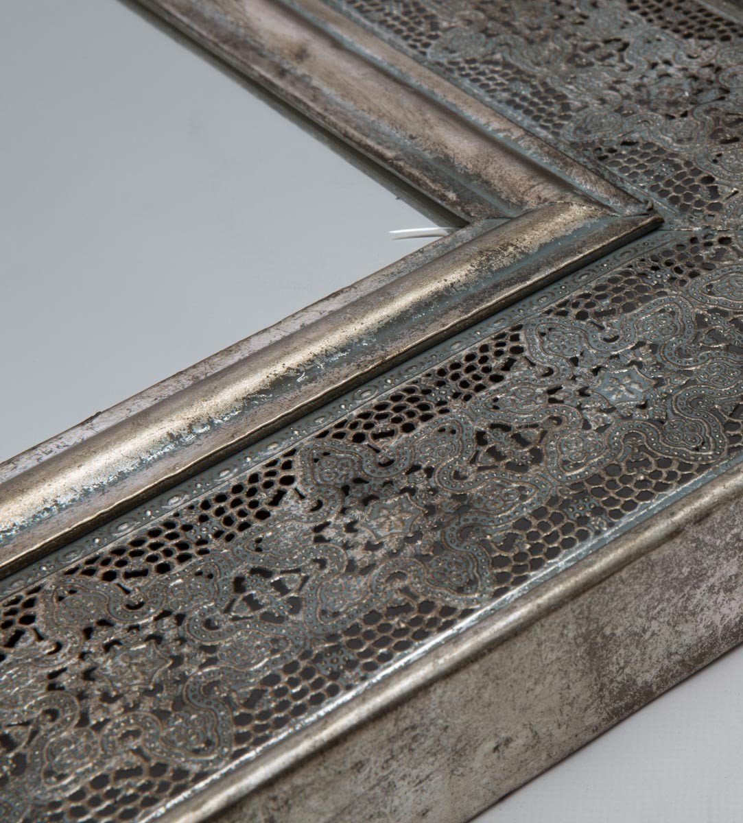 Square Mirror with Wide Metal Cutwork Frame Large-Living-Home & Giftware-Default Title---abc