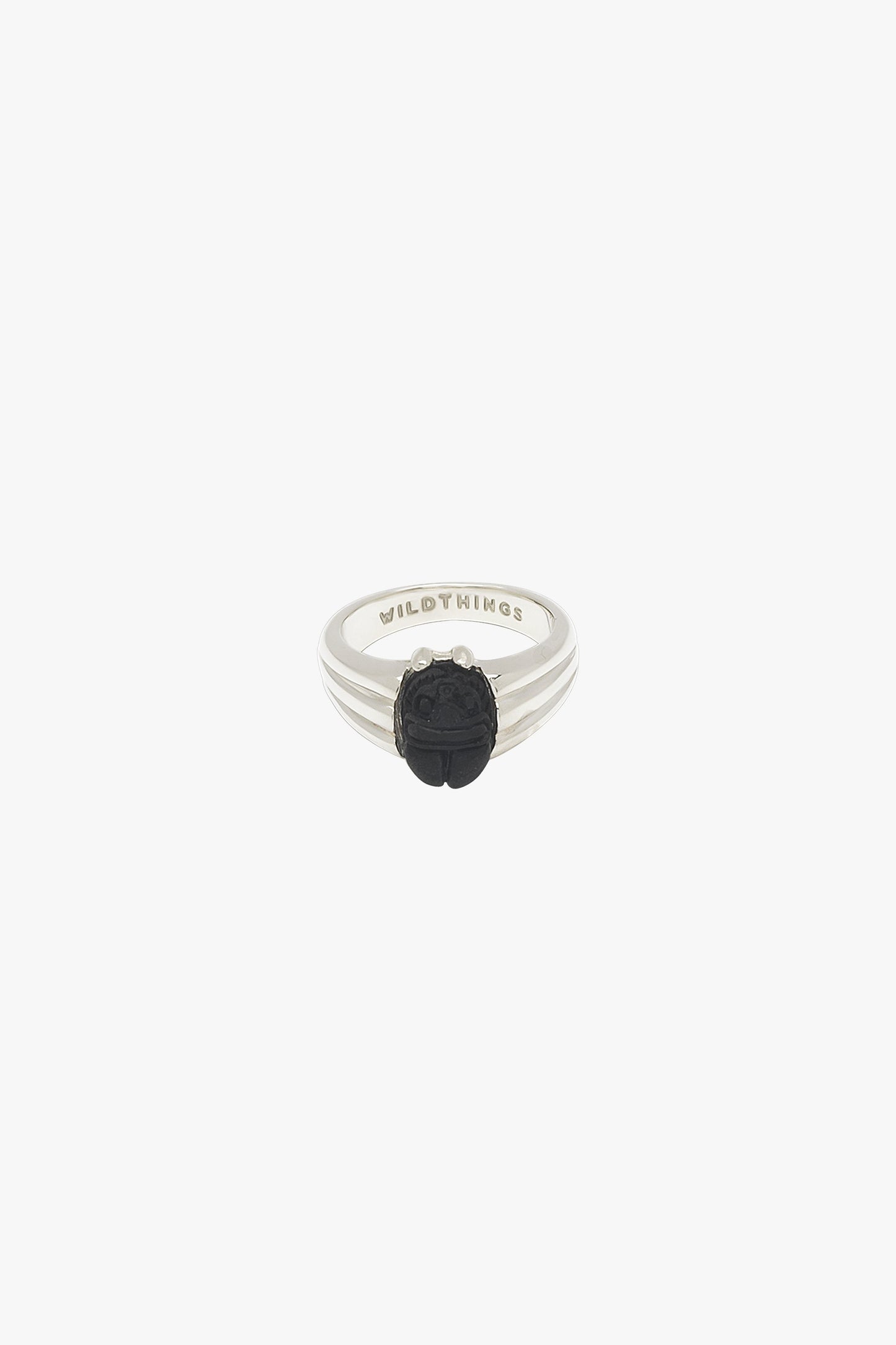 Black scarab pinky ring silver-abc