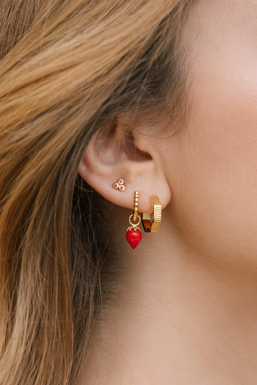 Multi berry stud gold plated-abc