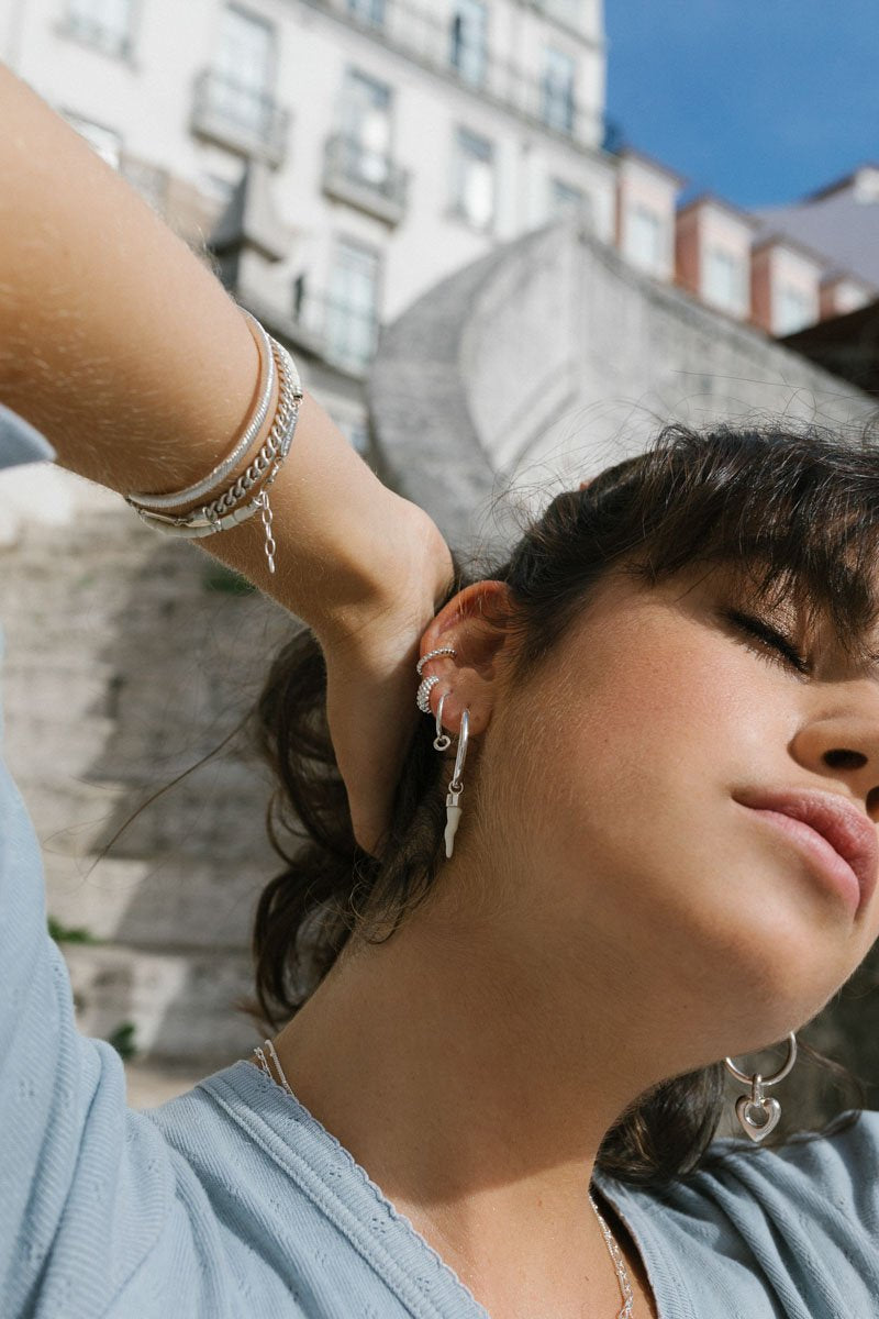 Bubble ear cuff silver-abc