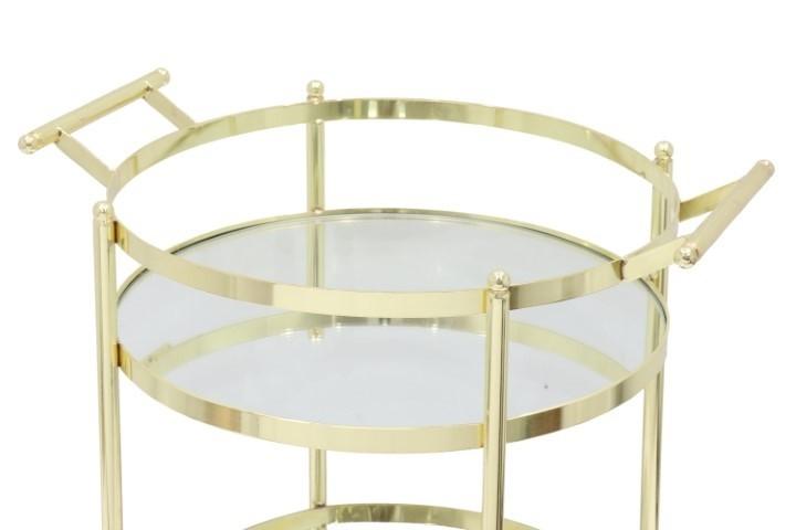 Manhatten Round Stainless Steel and Glass Bar Cart - Gold-abc