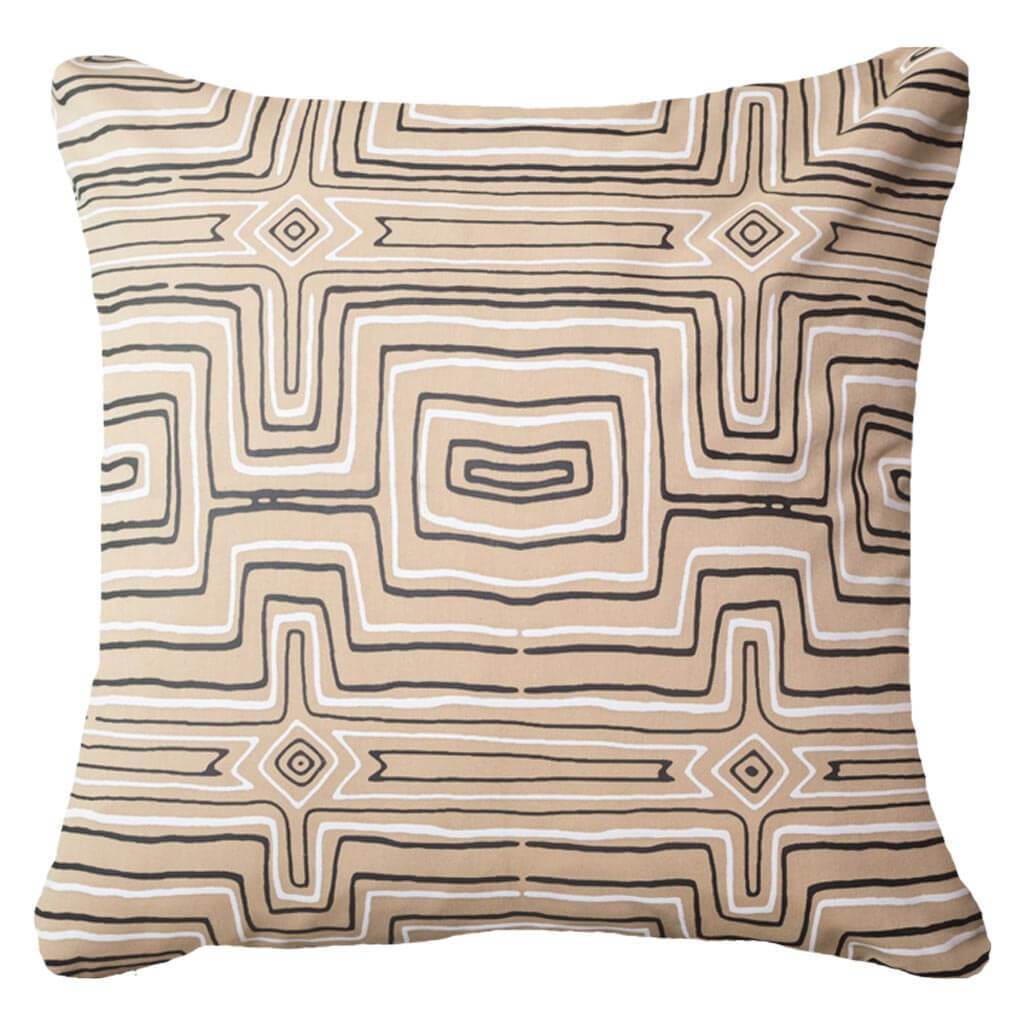 Outdoor Dreamtime Beige Lounge Cushion 55 x 55 cm-Outdoors-Bandhini Homewear Design-Beige-22 x 22--abc