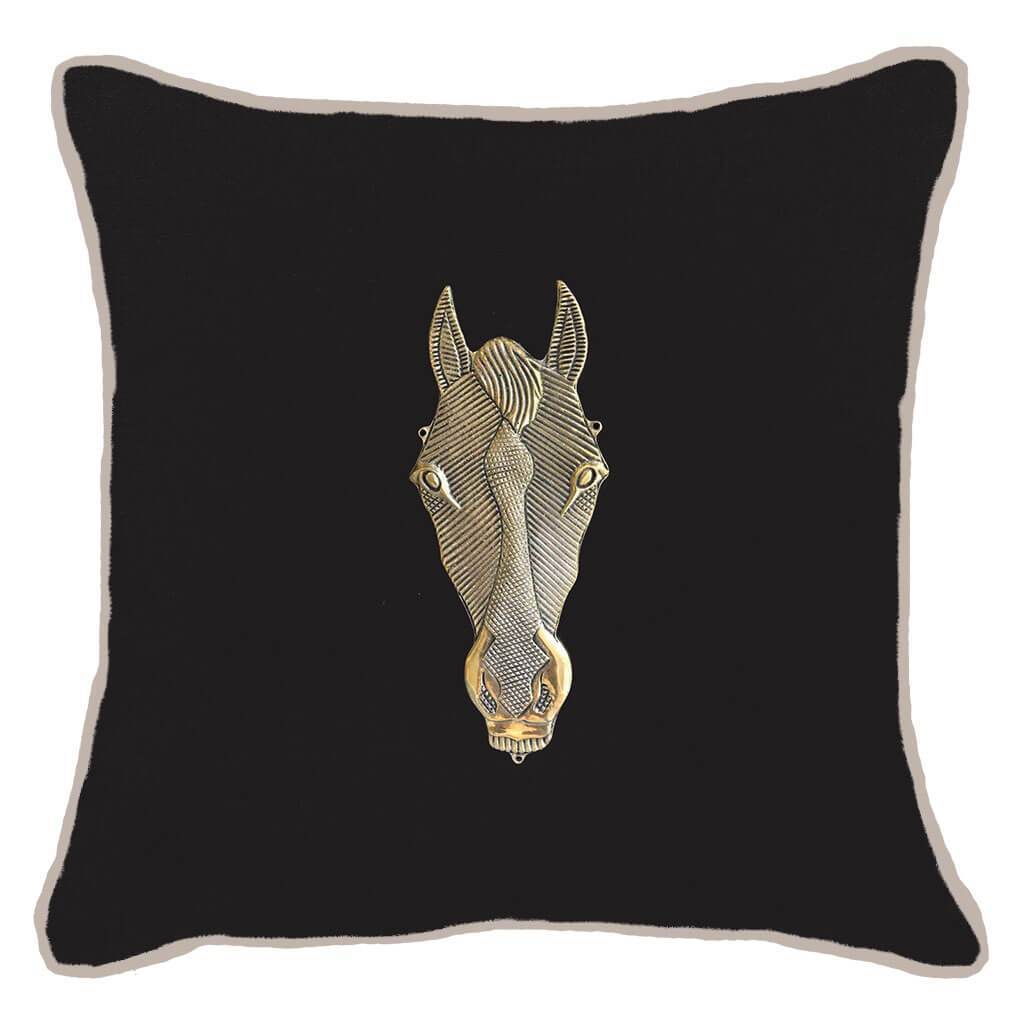Horse Head Black Lounge Cushion 55x55cm-abc