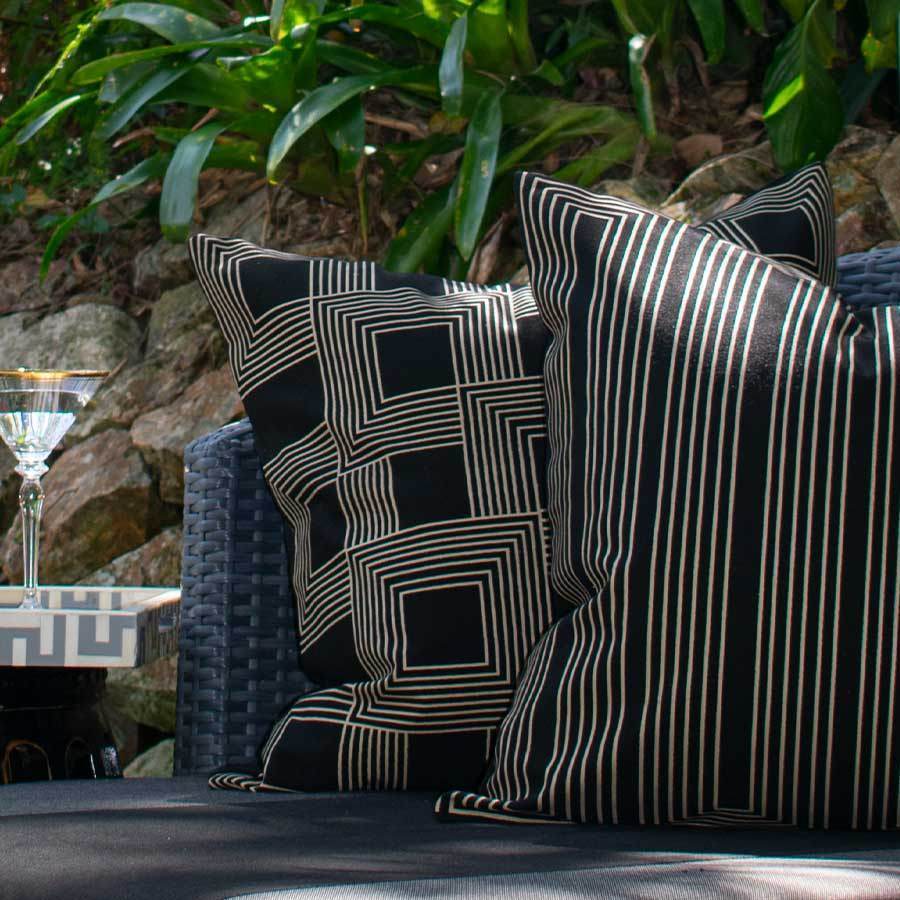 Outdoor Paramaze Black & Beige Lounge Cushion 55 x 55 cm-Outdoors-Bandhini Homewear Design-Black-22 x 22--abc