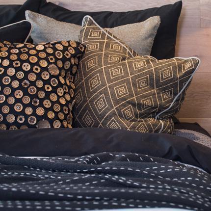 Weave Cross Black Lounge Cushion 55 x 55 cm-Accessories-Bandhini Homewear Design-Black-22 x 22--abc