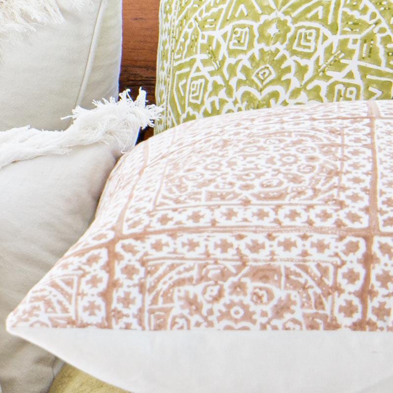 Kilim Repeat Block Print Blush Lounge Cushion-abc