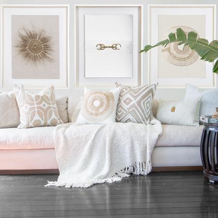 Ikat Zebra Natural Lounge Cushion 55x55cm-abc