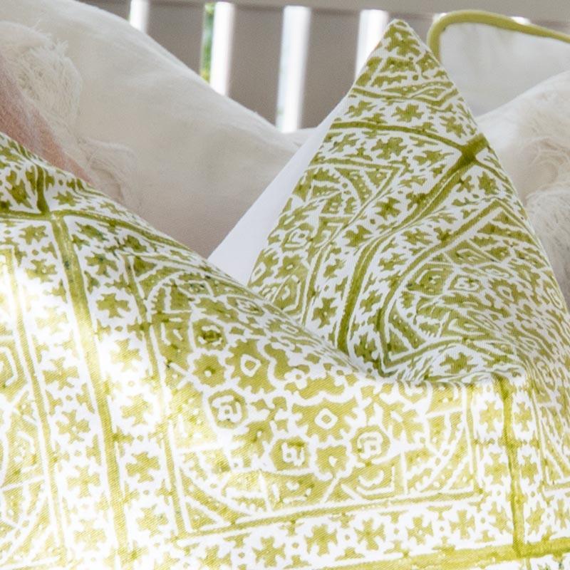 Kilim Repeat Block Print Sage Lounge Cushion-abc