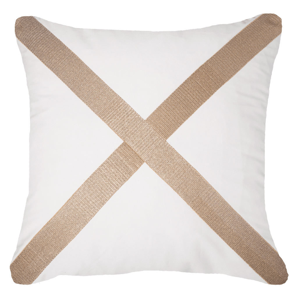Braid Gold Cross White Lounge Cushion 55 x 55 cm-abc