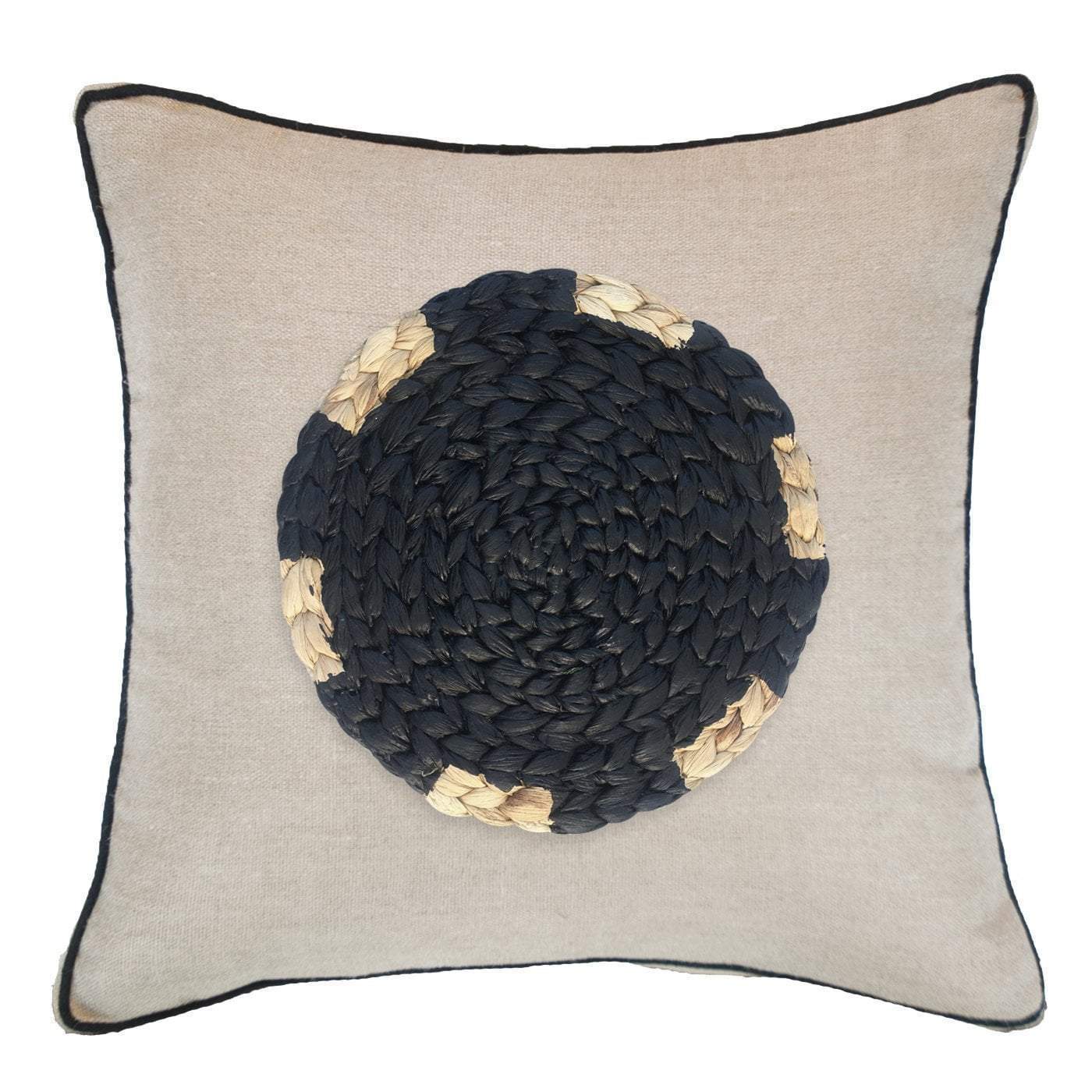 Place Mat Black on Natural Lounge Cushion 55 x 55 cm-Accessories-Bandhini Homewear Design-Wind-22 x 22--abc