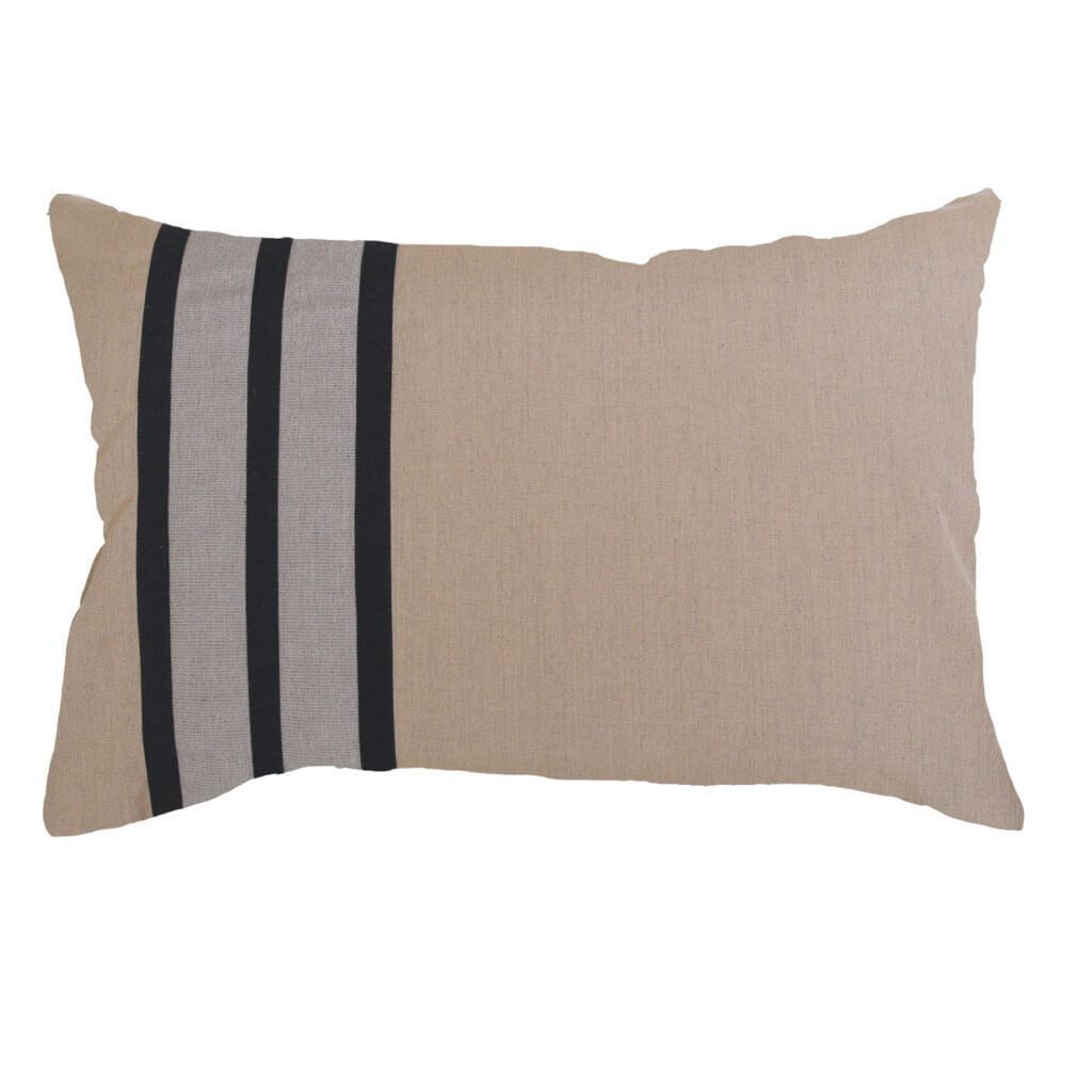 Outdoor Regent Stripe Black Lumber Cushion 35 x 53 cm-Outdoors-Bandhini Homewear Design-Black-14 x 21--abc