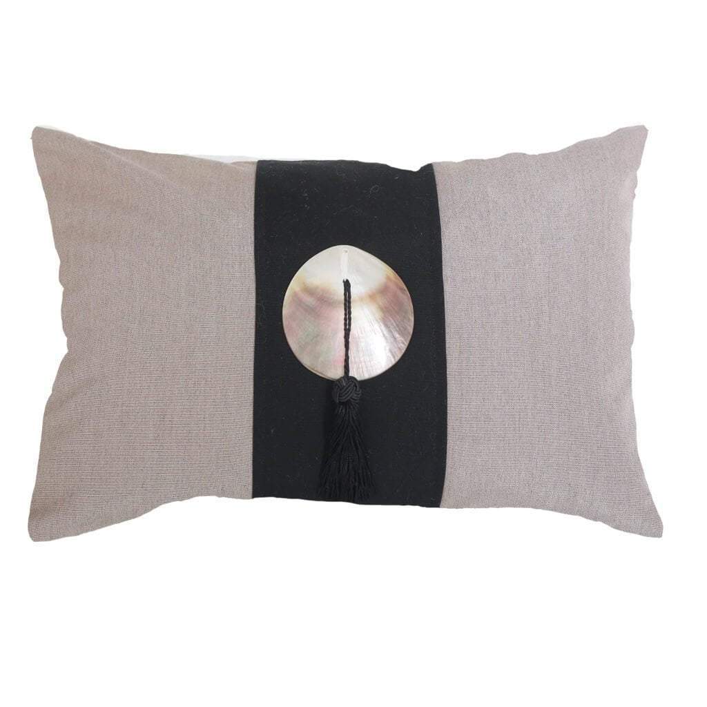 Outdoor Tassel Black Lumber Cushion 35 x 53 cm-Outdoors-Bandhini Homewear Design-Black-14 x 21--abc
