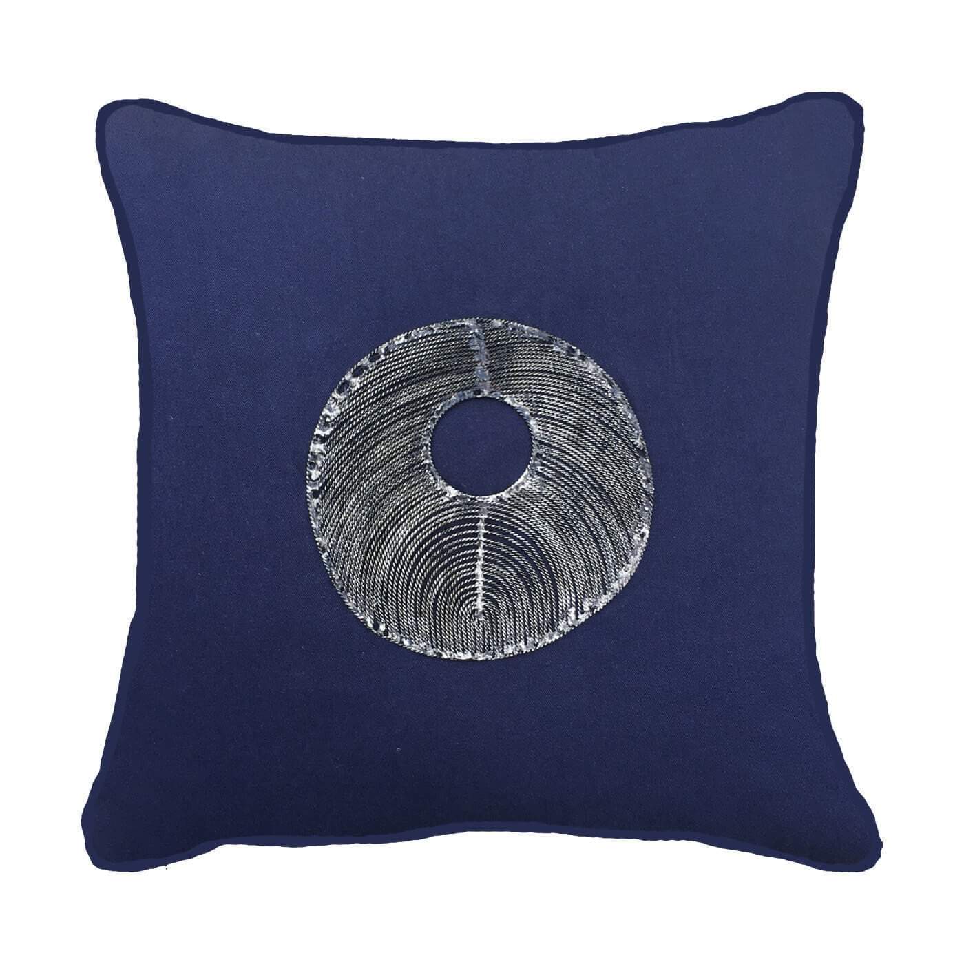 Disc Silver Navy Medium Cushion 50 x 50 cm-abc