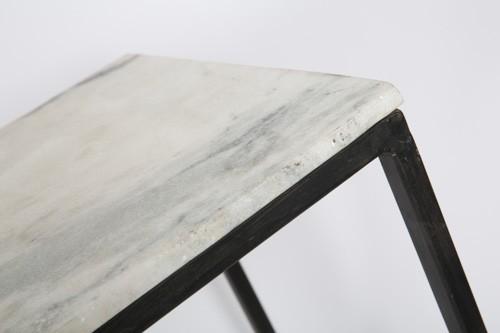 Set of 2 Stone Side Tables with Black Base-Living-Home & Giftware-Default Title---abc