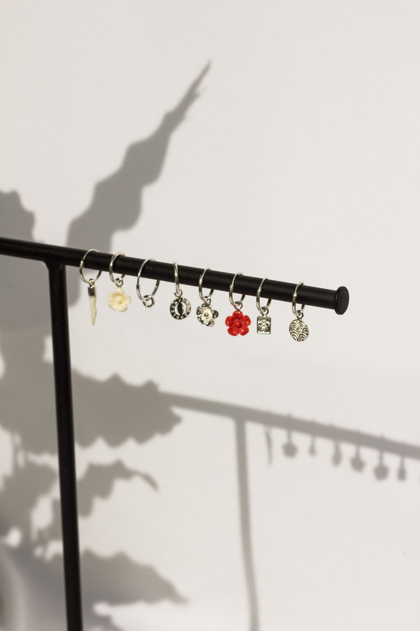 Coral color flower earring silver-abc