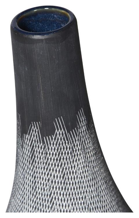 Criss Cross Ceramic Vase Large - Dark Grey-abc