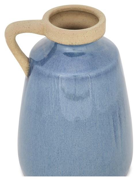 Grecian Ceramic Urn Small - Blue/Natural-abc