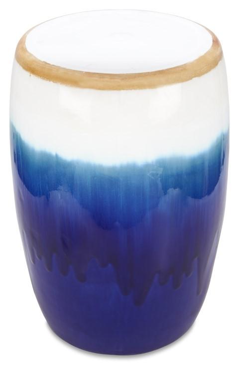 Ceramic Azure Glazed Stool - Blue/Natural-abc