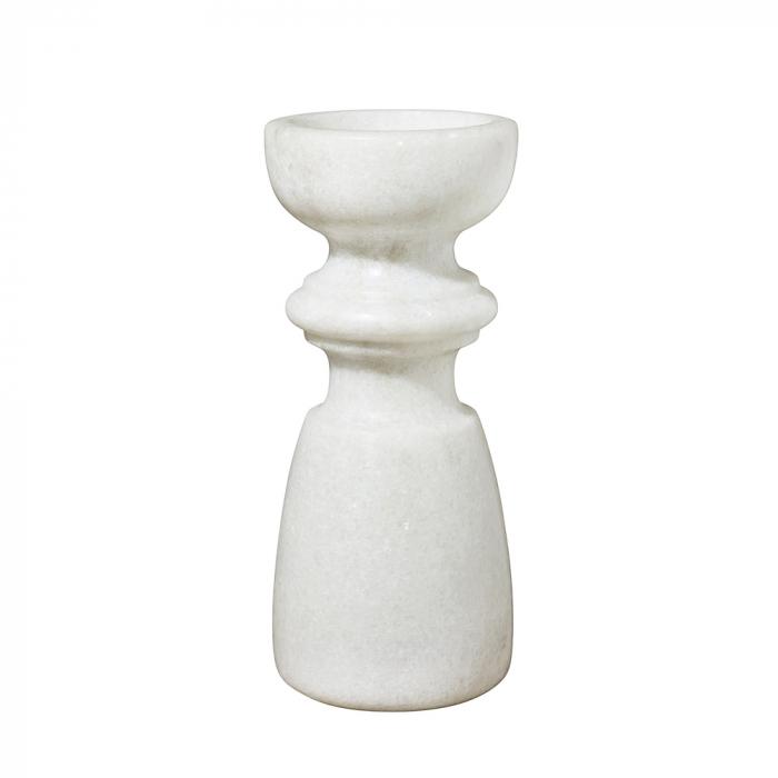 Marble Candle Stick 23cm White-abc