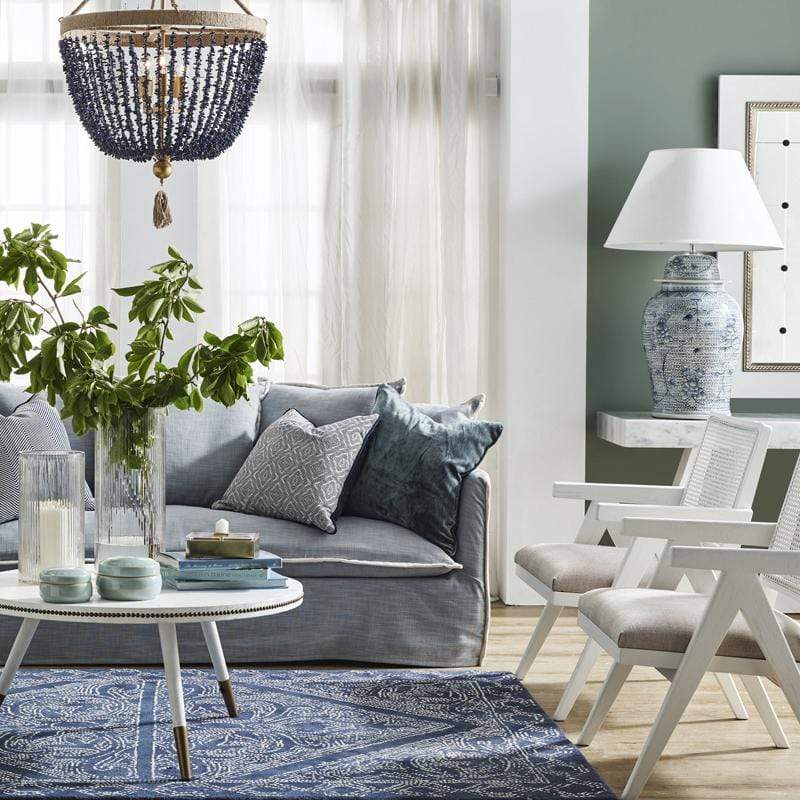 Imperial Arm Chair White and Linen-abc