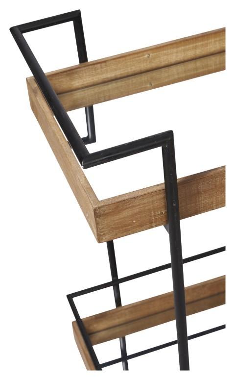 Heritage Wood and Metal Kitchen Trolley Cart - Natural/Matt Black-abc