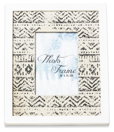 Ikat Wooden Picture Frame - Black/White-abc
