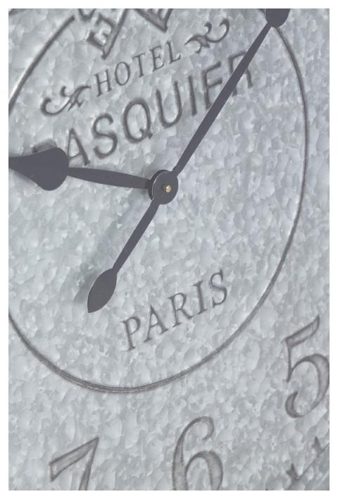 Hotel Pasquier Metal Clock 80cm - Silver-abc