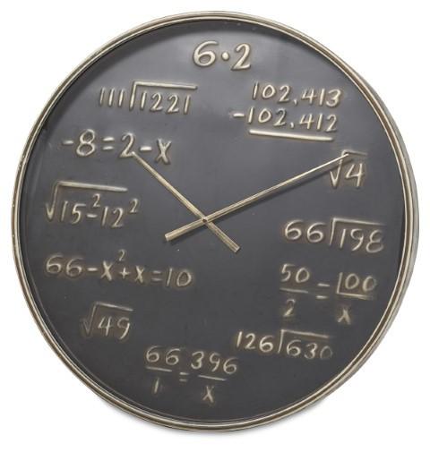 Mathematics Metal Wall Clock 80cm - Antique Black/Gold-abc