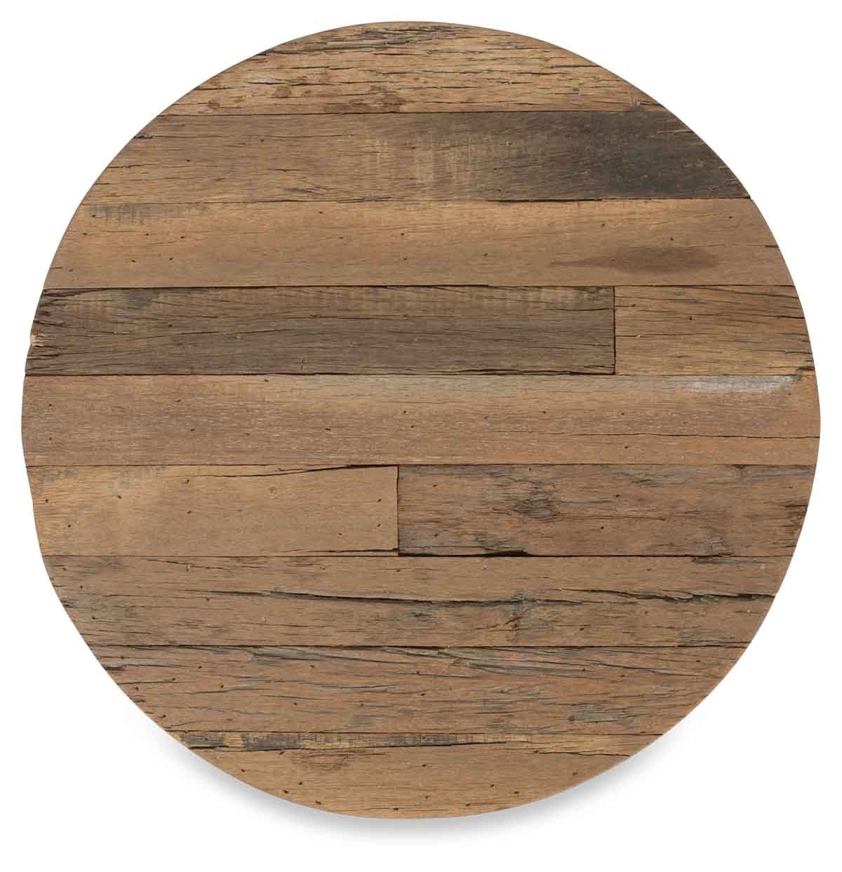 Vintage Round Distressed Wood and Iron Accent Table-Living-Home & Giftware-Default Title---abc