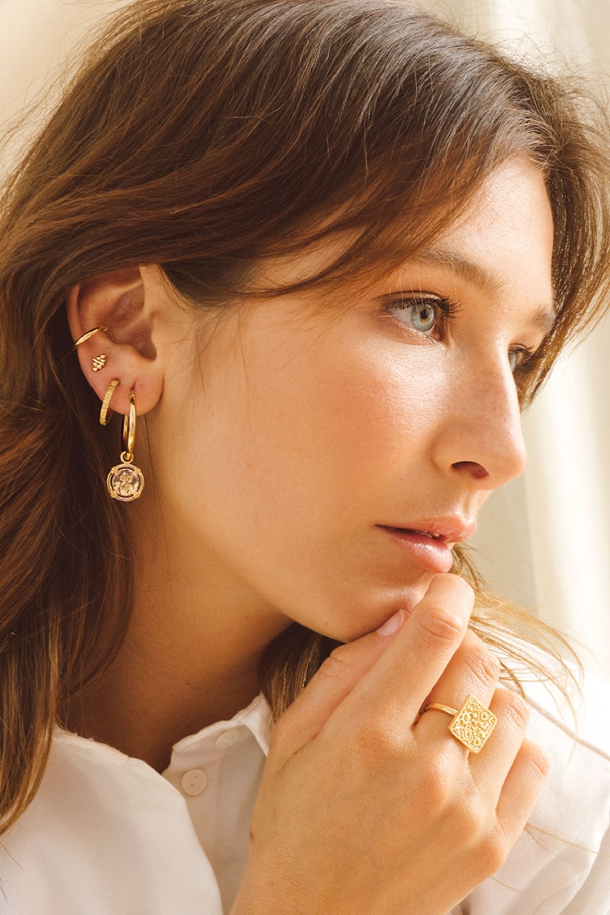 Dots n stripes stud gold plated-abc