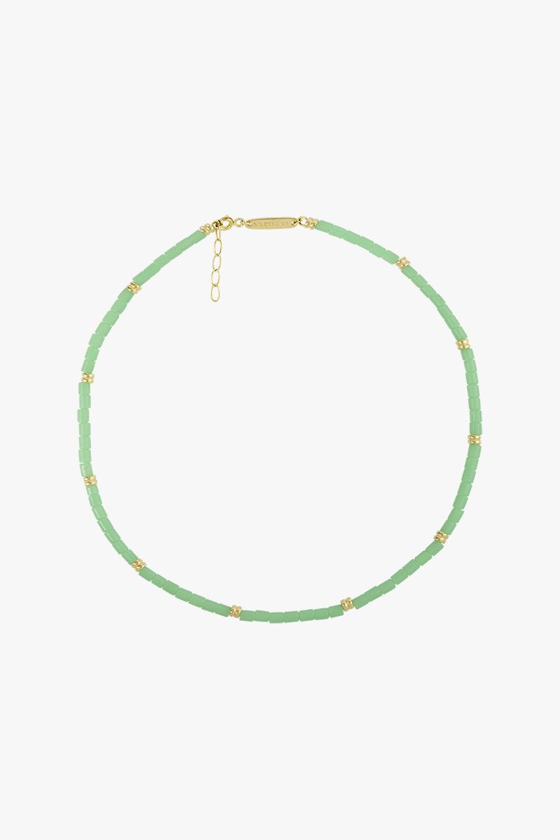 Sea green necklace gold plated-Necklace-wildthings_collectables-Gold plated-37cm + extender--abc