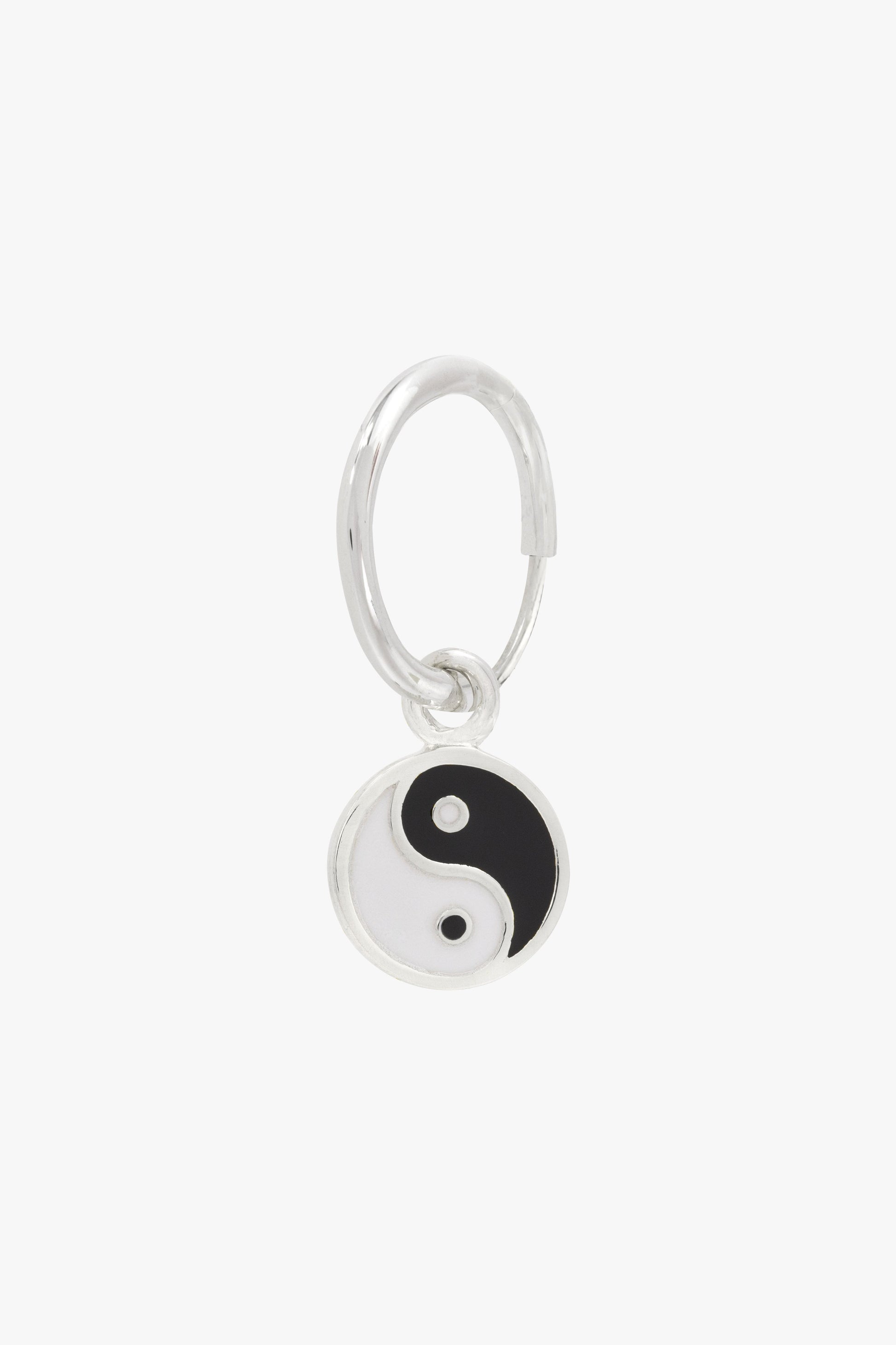 Yin yang enamel coin earring silver-Earring-wildthings_collectables-Silver---abc