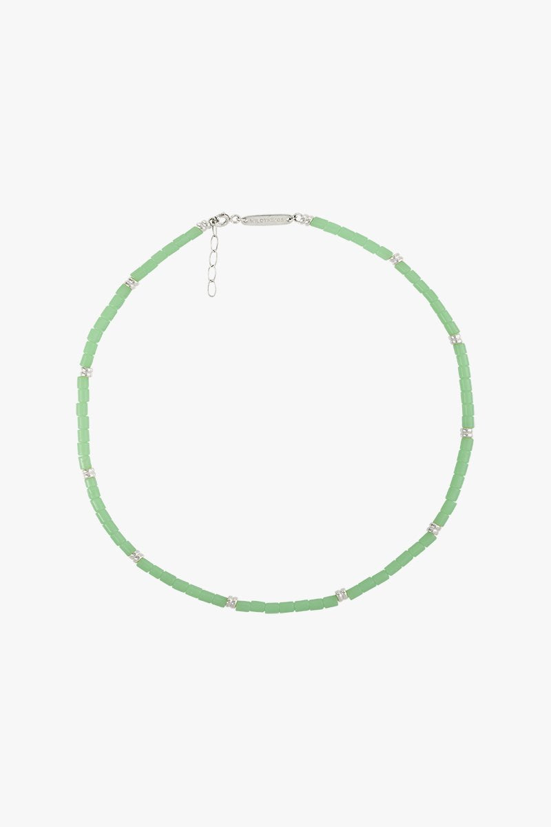 Sea green necklace silver-Necklace-wildthings_collectables-Silver-37cm + extender--abc